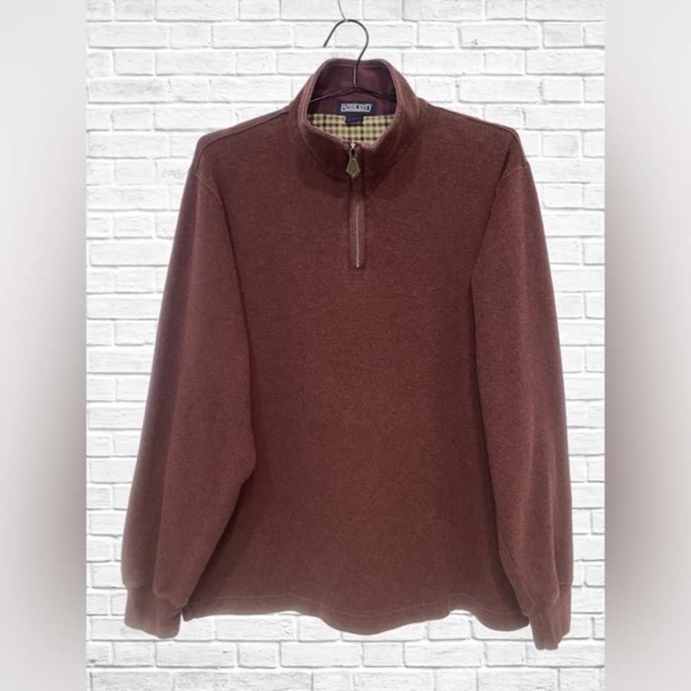 Lands’ End‎ Mens Long Sleeve 1/4 Zip Polo Shirt Sweater Pullover Large
